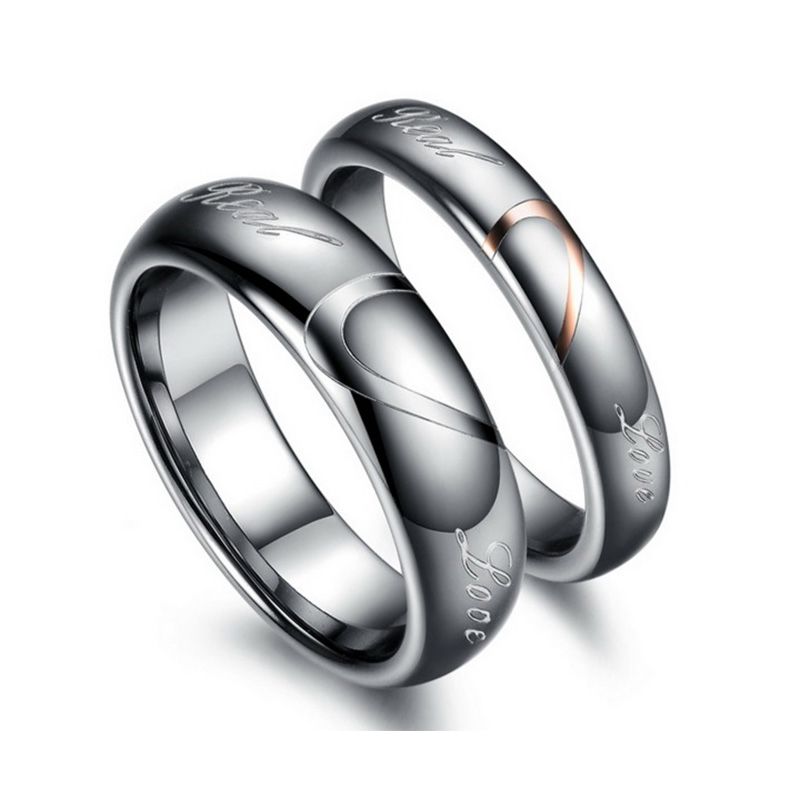 Heart Couple Rings Tungsten Steel