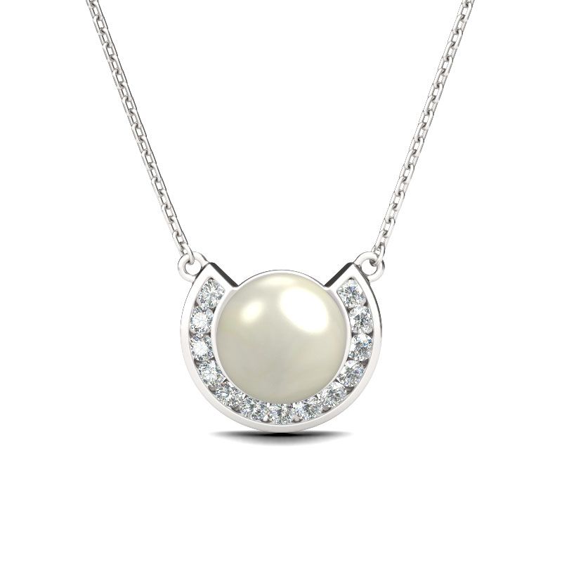 Half-round Created Pearl Women's Necklace