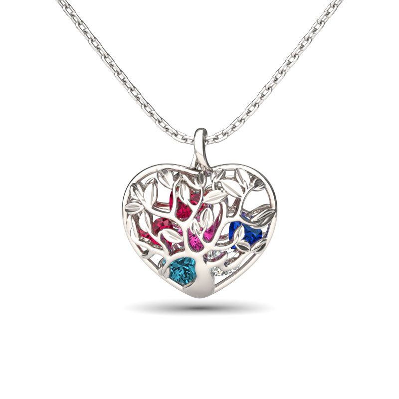 Birthstone Heart Pendant Necklace