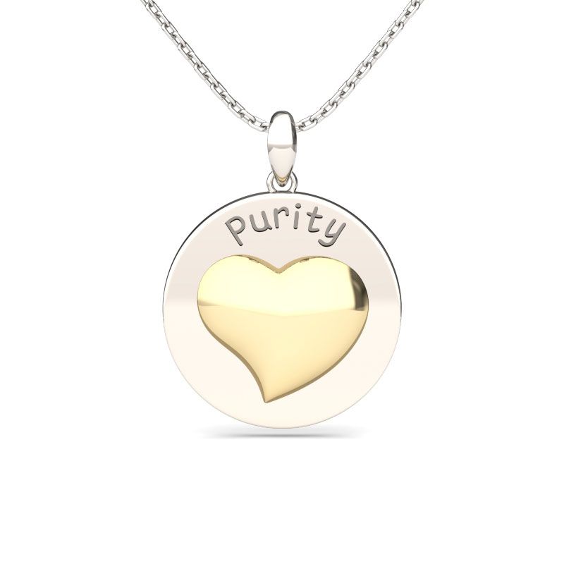 Two Tone Purity Heart Sterling Silver Necklace