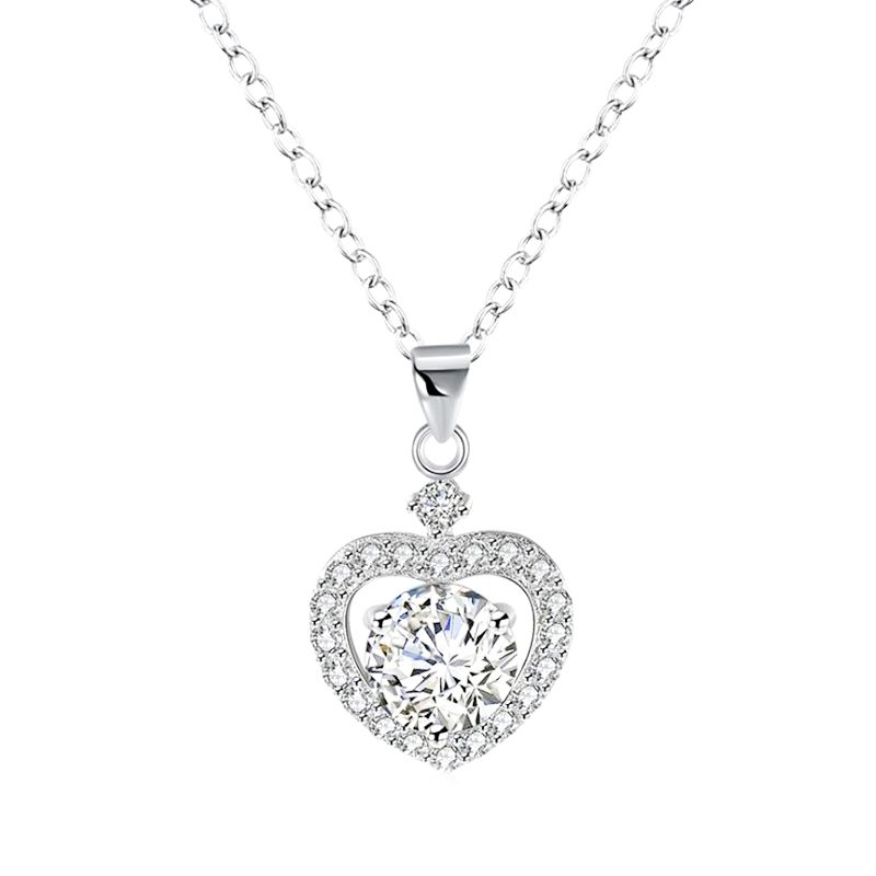 Heart Halo Sterling Silver Necklace