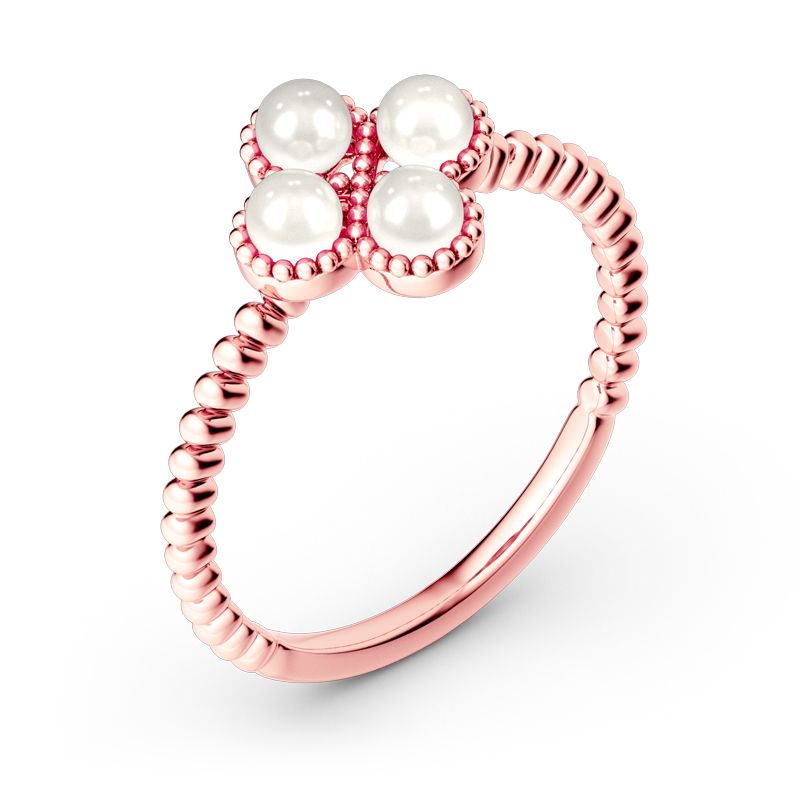 Clover Cultured Pearl Sterling Silver Ring