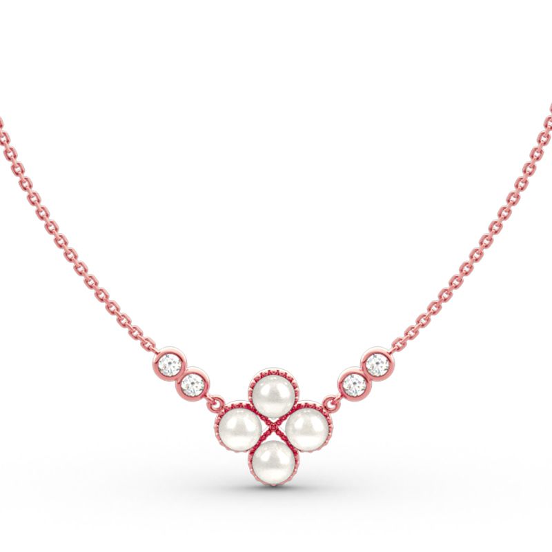 Clover Cultured Pearl Sterling Silver Necklace