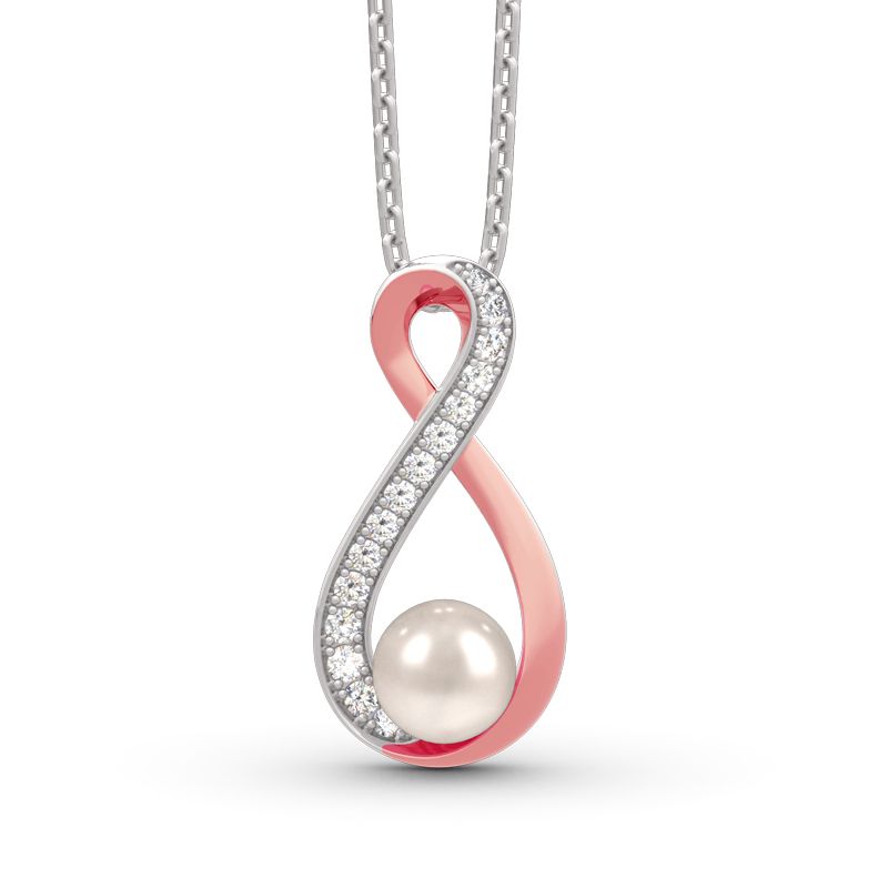 Infinity Cultured Pearl Sterling Silver Pendant Necklace