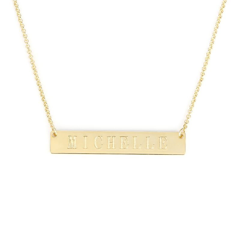 Classic Engraved Bar Necklace Sterling Silver