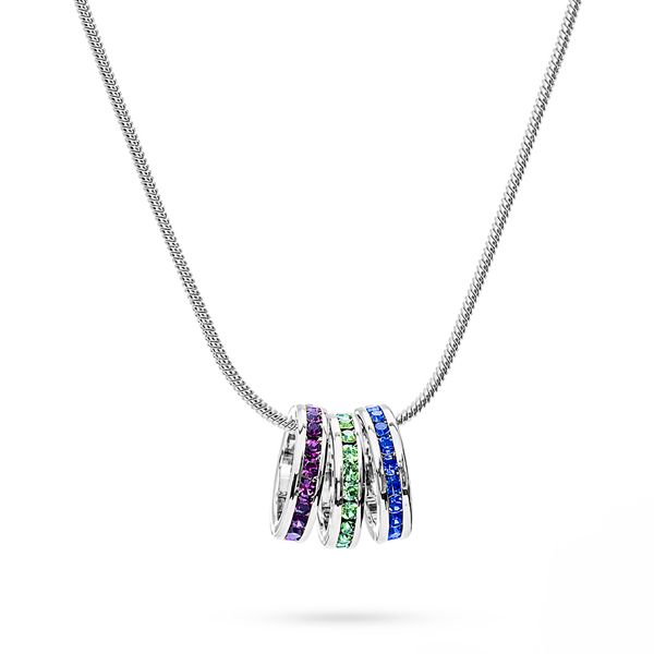 Stackable Birthstone Eternity Charm Necklace Sterling Silver