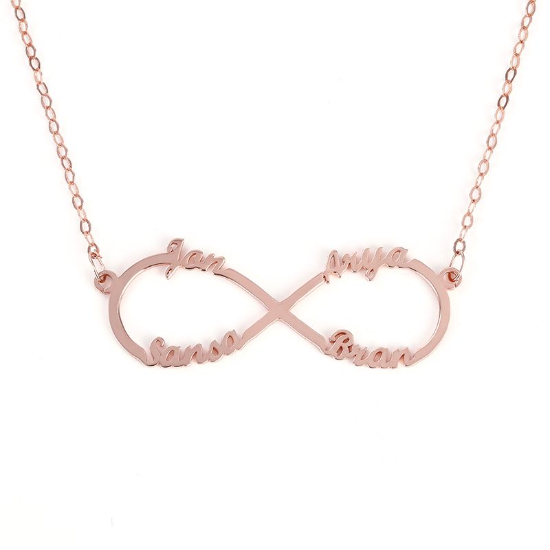 Four Name Infinity Necklace Sterling Silver