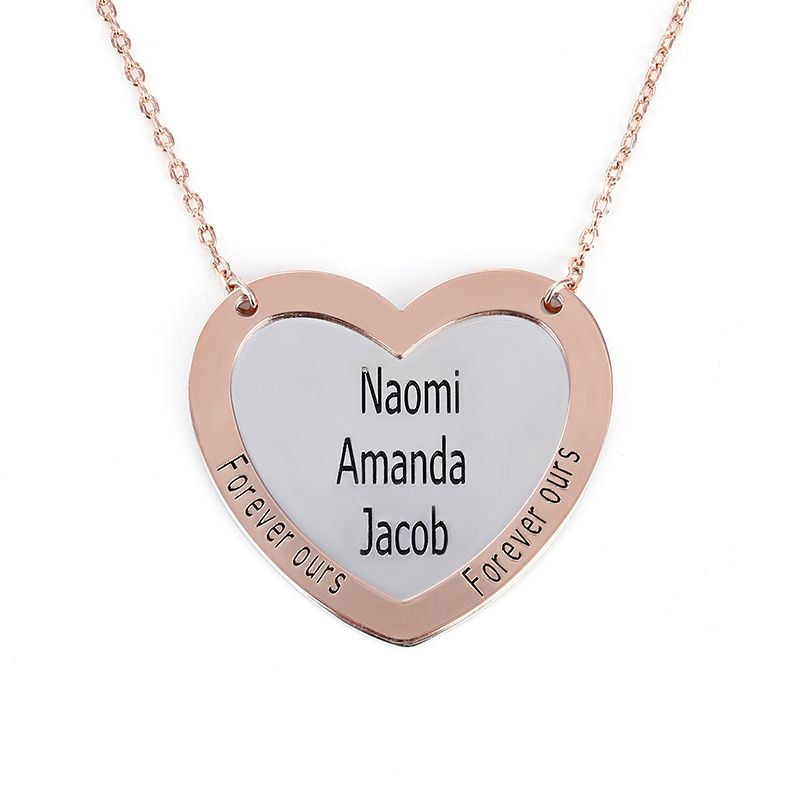 Engraved Double Heart Sterling Silver Necklace