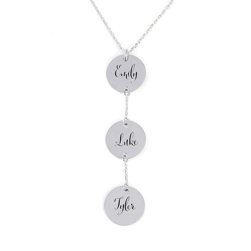 Engraved Y-Shape Sterling Silver Necklace