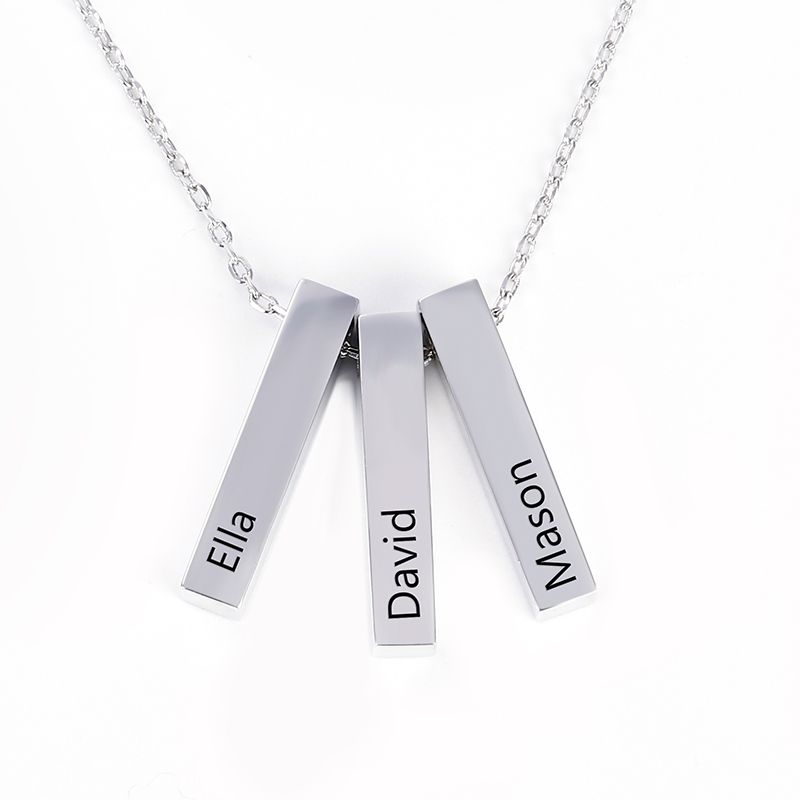 Personalized Vertical Bar Sterling Silver Necklace