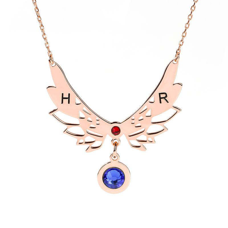 Angle Wings Personalized Sterling Silver Necklace