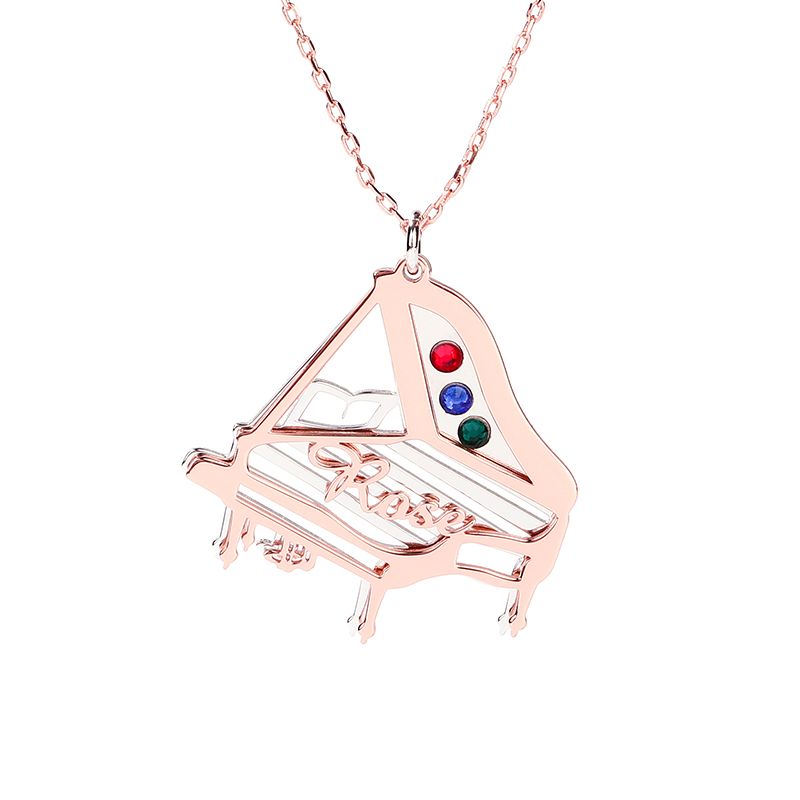 Piano Personalized Sterling Silver Necklace