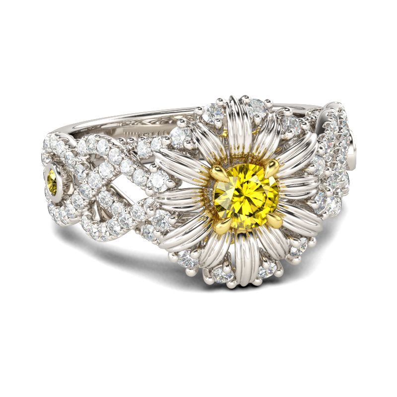 Daisy Intertwined Round Cut Sterling Silver Ring