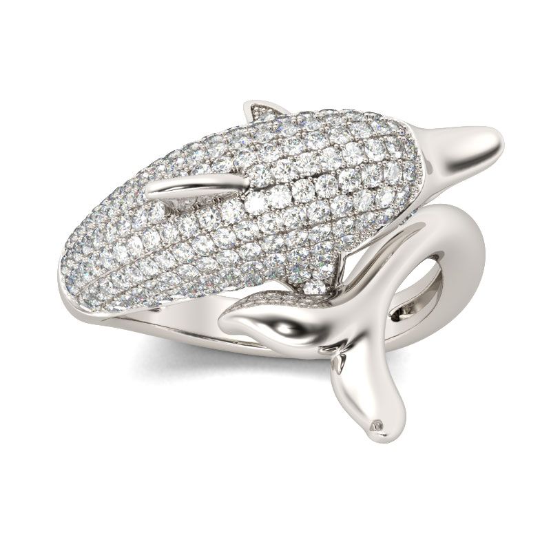 Dolphin Shape Sterling Silver Ring