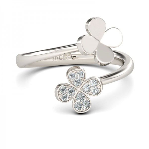 Four Leaf Clover Design Sterling Silver Ring