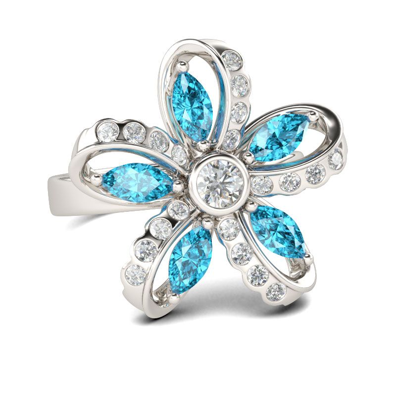 Flower Design Sterling Silver Ring