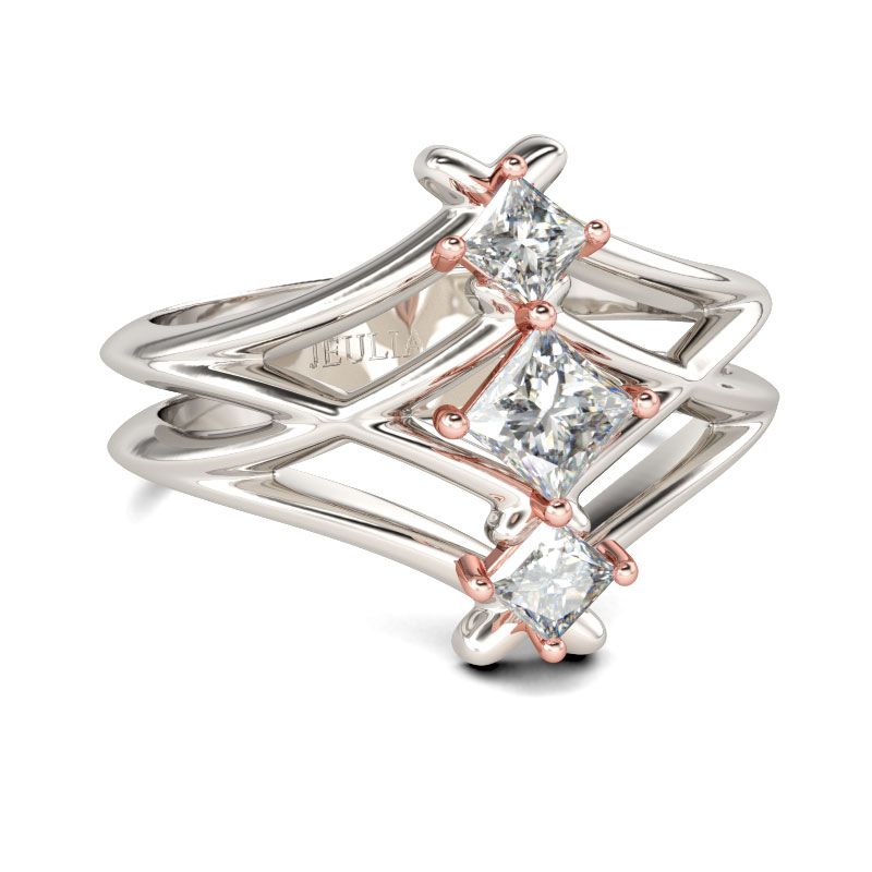 Interwoven Princess Cut Sterling Silver Ring