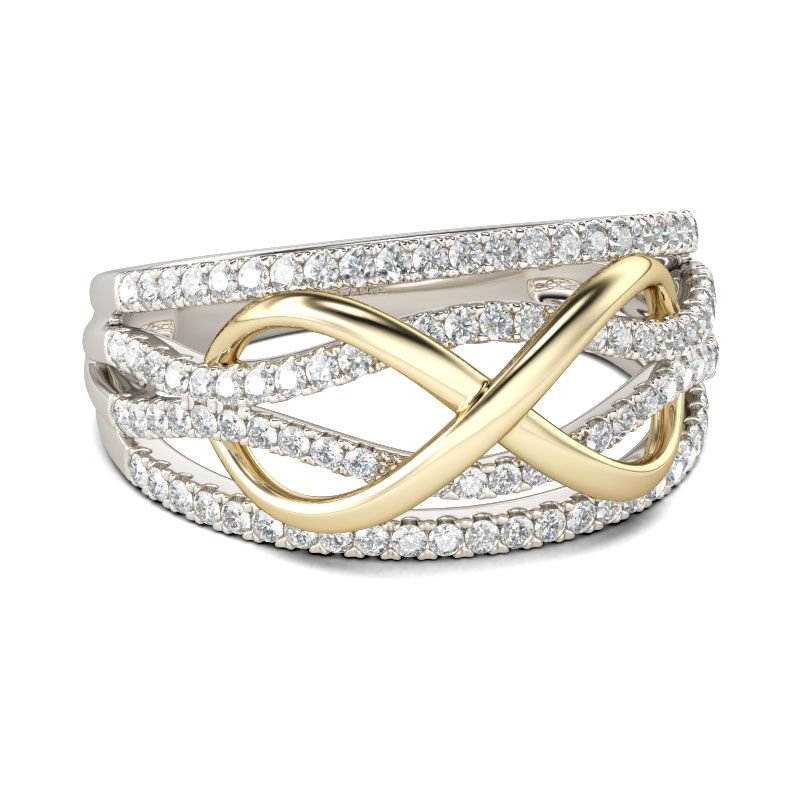 Two Tone Infinity Sterling Silver Women's Band