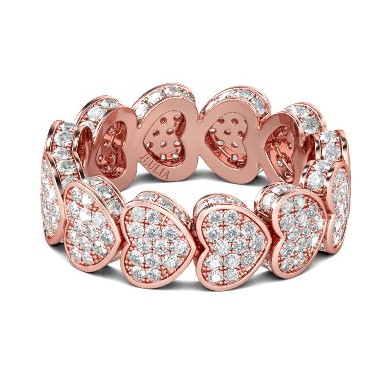 Rose Gold Tone Heart Sterling Silver Women's Band