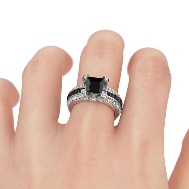 Interchangeable Princess Cut Sterling Silver Ring Set