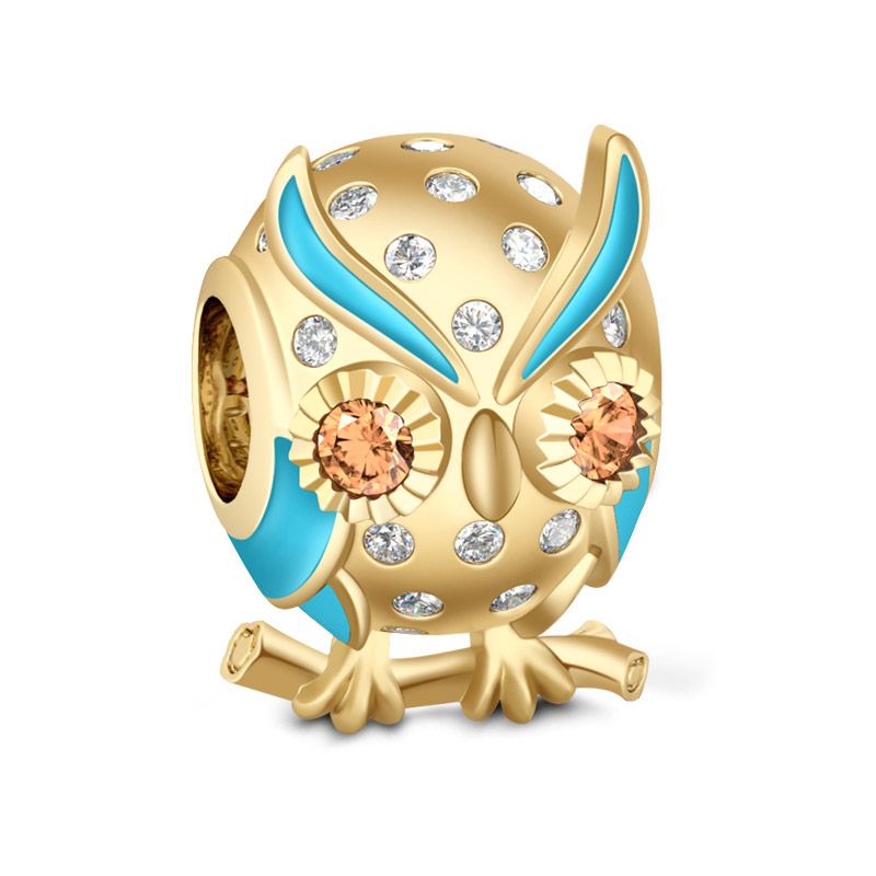 Gold Tone Owlet Charm Sterling Silver