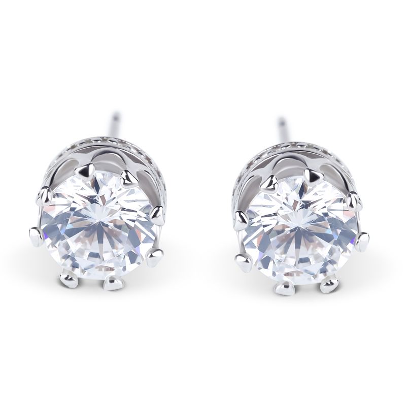 Classic Crown Sterling Silver Stud Earrings