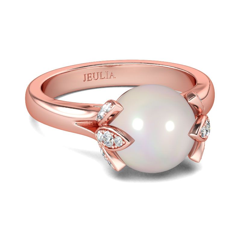 Rose Gold Tone Cultured Pearl Sterling Silver Ring