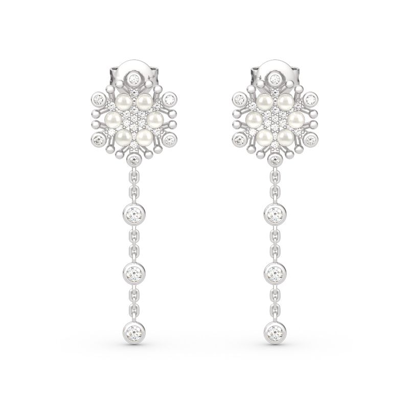 Snowflake Cultured Pearl Sterling Silver Earrings