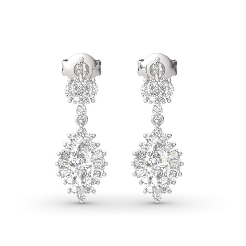 Dazzling Halo Marquise Cut Sterling Silver Earrings